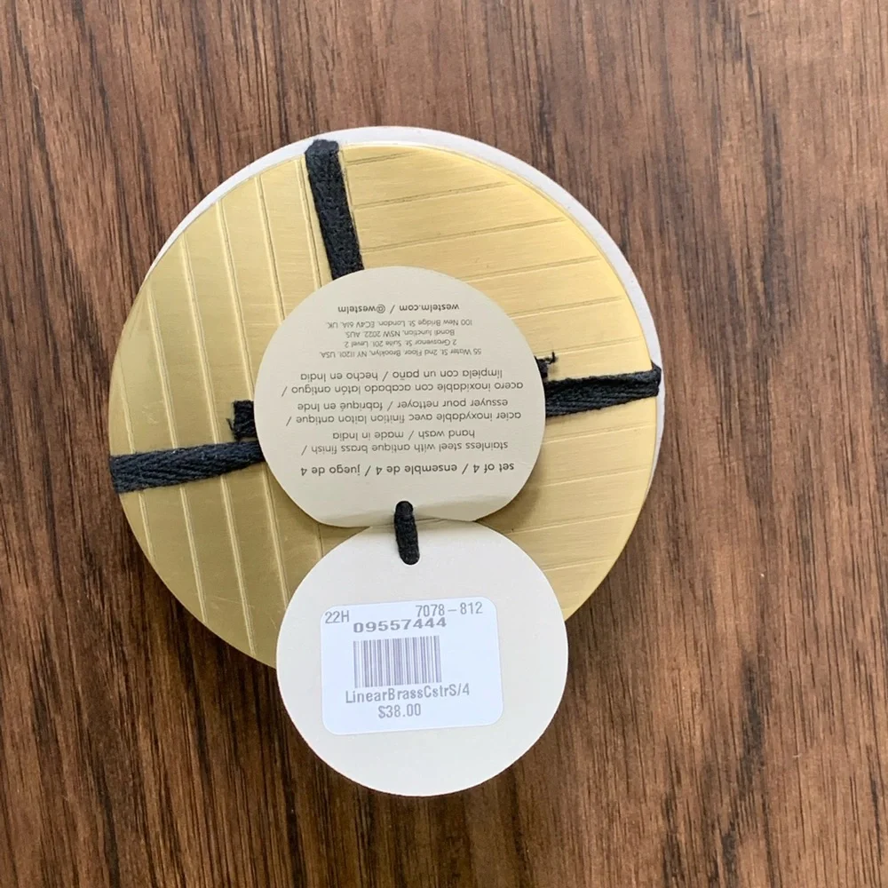 West elm Linear Brass Coasters set of 4